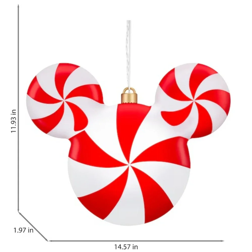 Mickey Mouse Peppermint Lighted Outdoor Christmas Ornament 14